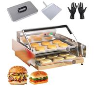 Double Layer Stainless Steel Burger Machine 800W, 12 Slices Automatic Grilling Burger Toaster with 0-3 Minute Timer & 50-300℃ Adjustable Temperature, Electric Heating Hamburger Oven Commercial