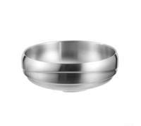 Double Layer Stainless Steel Noodle Bowl 1400ml Heat Retention(silver)