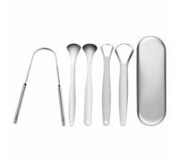Double-Layer Stainless Steel Tongue Scraper - Deep Cleanse Thick Coating & Eliminate Bad Breath, Flexible Bristle-Free Design, Hygienic Mouth Cleaner for Daily Use - Comfort Handle