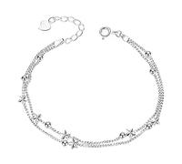 Double Layer Star Bracelet Alloy Bracelet Charm Wrist Bangle Girls Accessories Holiday Handmade Earrings (A, One Size)
