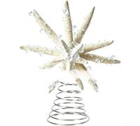 Double-Layer Starfish Tree Ornament 10x10x16cm Blue Pearl Design | Metal and Resin Construction Suitable for Christmas or Beach Themes Includes Blue Bead Accents