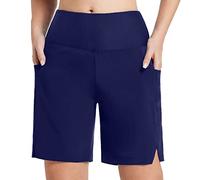 Double Layer Swim Shorts Women Swim Shorts With Pockets Women Conservative Beach Swimsuit High Waisted Swimming Bottoms Side Split Board Short Pants Bathing Safety Leggings For Ladies Uk