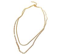 Double Layer Titanium Steel Necklace Net Red The Same Style Everything Temperament Clavicle Chain Women Fashion Jewelry (Gold, One Size)