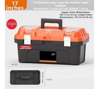 Double-Layer Tool Bag for Electricians & DIY Users - Heavy-Duty PP Storage Box with Dual-Tier Organization, Reinforced 19-Rib Structure, Portable Hand-Held Design (17-inch)