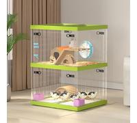 Double Layer Transparent Hamster Cage,Pet Breeding Box, Stackable Small Animal Cages, Multi-Species Feeding, Convection Ventilation(Green)
