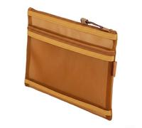 Double-Layer Transparent Mesh Document Bag, High-Value Cosmetic Bag Exam Paper Textbook ID Card Storage Organiser Pouch Container(Brown)