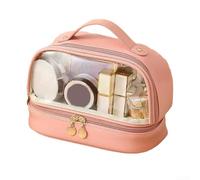 Double Layer Travel Bag with Organizational Features for Easy Access to Cosmetics (Rosy)