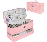 Double-Layer Travel Carrying Case Compatible with Shark FlexStyle,Revlon One-Step Hair Dryer Brush,Dyson Airwrap Styler,Volumizer,Hot Tools,Portable Storage Organizer Bag for Hair Dryer,Pink(Bag Only)