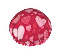 Double-layer Valentine Day Print shower cap great for showers,cooking,spa and makeup-fits long hair.