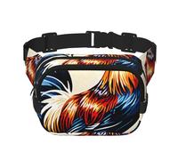 Double Layer Waist Bag for Men & Women,Adjustable Waterproof Running Belt,Multi-Functional Fanny Pack with Proud Rooster Print for Travel,Hiking,Fitness