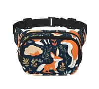 Double Layer Waist Bag for Men & Women,Adjustable Waterproof Running Belt,Multi-Functional Fanny Pack with Animal Rabbit Fox Deer Print for Travel,Hiking,Fitness