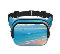 Double Layer Waist Bag for Men & Women,Adjustable Waterproof Running Belt,Multi-Functional Fanny Pack with Love Beach Print for Travel,Hiking,Fitness