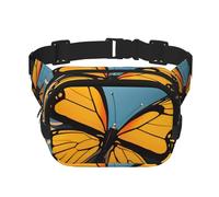 Double Layer Waist Bag for Men & Women,Adjustable Waterproof Running Belt,Multi-Functional Fanny Pack with Zen Design Butterfly Print for Travel,Hiking,Fitness