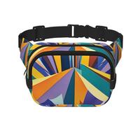 Double Layer Waist Bag for Men & Women,Adjustable Waterproof Running Belt,Multi-Functional Fanny Pack with Patterns of Light Print for Travel,Hiking,Fitness