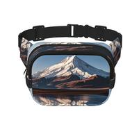 Double Layer Waist Bag for Men & Women,Adjustable Waterproof Running Belt,Multi-Functional Fanny Pack with Mountain Majesty Print for Travel,Hiking,Fitness