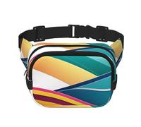 Double Layer Waist Bag for Men & Women,Adjustable Waterproof Running Belt,Multi-Functional Fanny Pack with Waving Template Colorful Curves Print for Travel,Hiking,Fitness