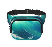 Double Layer Waist Bag for Men & Women,Adjustable Waterproof Running Belt,Multi-Functional Fanny Pack with Ocean Symphony Print for Travel,Hiking,Fitness