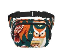 Double Layer Waist Bag for Men & Women,Adjustable Waterproof Running Belt,Multi-Functional Fanny Pack with Owl Rabbit Bird Fox Print for Travel,Hiking,Fitness