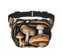 Double Layer Waist Bag for Men & Women,Adjustable Waterproof Running Belt,Multi-Functional Fanny Pack with Edible Mushrooms Print for Travel,Hiking,Fitness