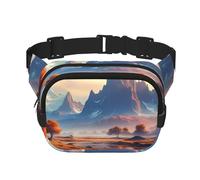 Double Layer Waist Bag for Men & Women,Adjustable Waterproof Running Belt,Multi-Functional Fanny Pack with Alien Planet Print for Travel,Hiking,Fitness
