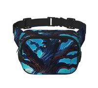 Double Layer Waist Bag for Men & Women,Adjustable Waterproof Running Belt,Multi-Functional Fanny Pack with Halloween Night Dead Tree Print for Travel,Hiking,Fitness