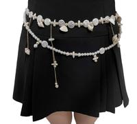 Double Layer Waist Chain Pearls Shell Conch Tassels Beach Body Jewelry For Women Girls Casual Vacation Outfit Seashells And Pearls Belly Chain Jewelry
