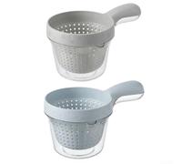 Double Layer Washing Basket Bowl for Vegetables Double Layer (White + Blue)