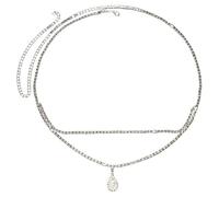 Double-layer Water Drop Waist Chain Navel Chain with Rhinestone Pendant Beach Body Chain Suitable Accessories for Women, One Size, Copper base + Rhinestone, No Gemstone