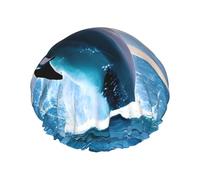 Double layer waterproof shower cap - Jumping up dolphins Elastic Reusable Shower Cap Hair Protector Hat for Women & Men