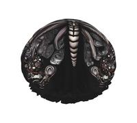Double layer waterproof shower cap - Science Butterfly Elastic Reusable Shower Cap Hair Protector Hat for Women & Men