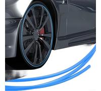 Double Layer Wheel Rim Protector Strips PVC Anti Collision Moulding Trim Compatible with Most Vehicles Oxidation Resistant Weatherproof Reversible Design Easy Install - 4 Pack Blue(Blue)