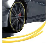 Double Layer Wheel Rim Protector Strips PVC Anti Collision Moulding Trim Compatible with Most Vehicles Oxidation Resistant Weatherproof Reversible Design Easy Install - 4 Pack Blue(Yellow)