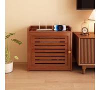 Double Layer WiFi Router Storage Cabinet Shelf Organizer - Hidden Box for Modem Power Strip & Cable Management Hider - Ideal for Bedrooms & Living Rooms (Brown 40.5 * 20 * 28cm)