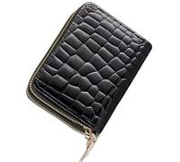 Double-layer women's currency storage bag, zipper-style card storage pocket, compact and portable 14-position large-capacity storage bag, currency and credit card storage bag (black)
