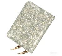 Double-layer women's currency storage bag, zipper-style card storage pocket, compact and portable 14-position large-capacity storage bag, Gold and silver sequins, Modern Stylish