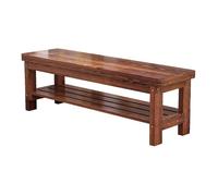 Double-Layer Wooden Garden Bench, Brown, Seats 2-3 Adults, Perfect for Balcony, Dining Room, Bedroom, Shoe Changing, or Flower Display (140cm/55in)