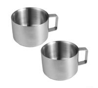 Double Layered 304 Stainless Steel Espresso Cup 3.4 Oz Small Coffee Cup Featuring Secure Handle And Easy Clean For Surface(2pcs)