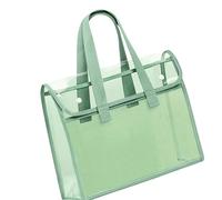 Double Layered File Organiser Carrying Bag Clear PVC Document Organiser Folder Handheld Book Bag for School Stackable Clear Storage Folder