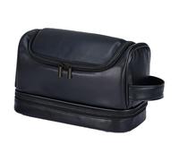 Double Layered Men's Makeup Bag, Storage Bag, Portable with Hooks, Hand-held Business or Daily Travel toiletries Bag (Black)