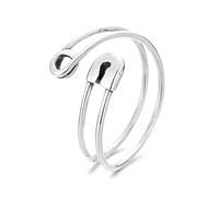 Double Layered Paperclip Safety Pin Stacking Rings Sterling Silver 925 Adjustable Wrap Finger Band Toe Ring Statement Promise Ring Fashion Jewelry Gifts for Women Girls BFF