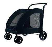 Double Layered Pet Stroller, Large Dog Size, 5 Mesh Windows (Black)