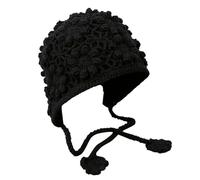 Double Layers Crochet Hat Korean Styles Hat Warm Knitted Winter Ear Protections Caps for Women Girl Knitted Double Layers Crochet Ear Protection Beanies Caps for Women Black