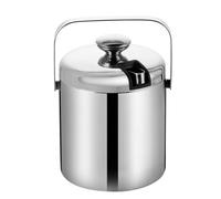 Double Layers Ice Bucket - 3L Thermal Insulated Champagne Bucket with Lid & Strainer & Tong - Stainless Steel Wine Bucket for Home Bar Restaurant