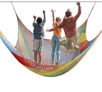 Double Layers Safety Net for Kids Playground Play, Outdoor Climbing Game Protection Net, Cargo Net, Heavy Duty Fence Netting For Balcony Stairway, for Tree (Size:9.8x9.8FT(3x3M),Color:Multicolor)