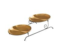 Double Layers Serving Tray for Snacks and Fruits Metal Two Tiers Dessert Holder Cake Stand Kitchen Organization Supplies