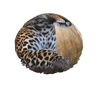 Double Layers Shower Cap For Women, Reusable Elastic Bathing Bath Cap African Animal Leopard Hair Caps Waterproof Ladies Spa Salon Shower Hat Hair Caps