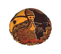 Double Layers Shower Cap For Women, Reusable Elastic Bathing Bath Cap African Map Ethnic Pattern Hair Caps Waterproof Ladies Spa Salon Shower Hat Hair Caps