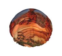 Double Layers Shower Cap For Women, Reusable Elastic Bathing Bath Cap Arches National Park Hair Caps Waterproof Ladies Spa Salon Shower Hat Hair Caps
