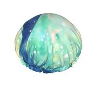 Double Layers Shower Cap For Women, Reusable Elastic Bathing Bath Cap Beautiful Mermaid Tail Hair Caps Waterproof Ladies Spa Salon Shower Hat Hair Caps