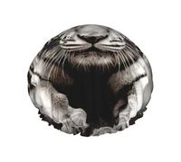 Double Layers Shower Cap For Women, Reusable Elastic Bathing Bath Cap Black And White Tiger Hair Caps Waterproof Ladies Spa Salon Shower Hat Hair Caps